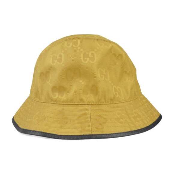 Gucci Bucket Hat GG Nylon Leather Yellow Black Off The Grid Hat